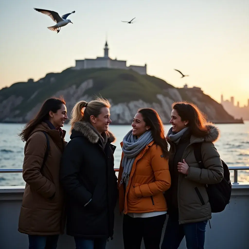 Туристы, наслаждающиеся видом на мост Золотые Ворота