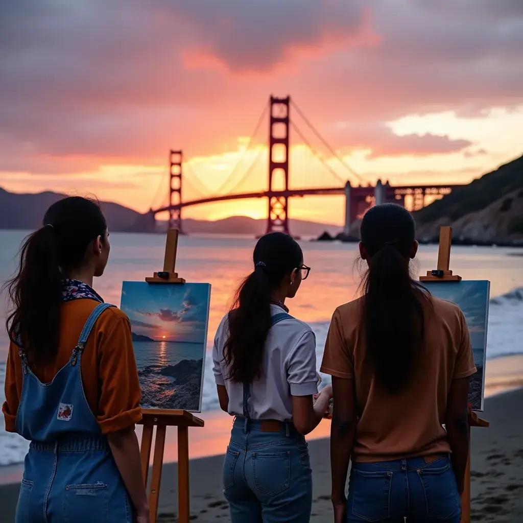 Вид на остров Алькатрас с пляжа, окруженного туристами