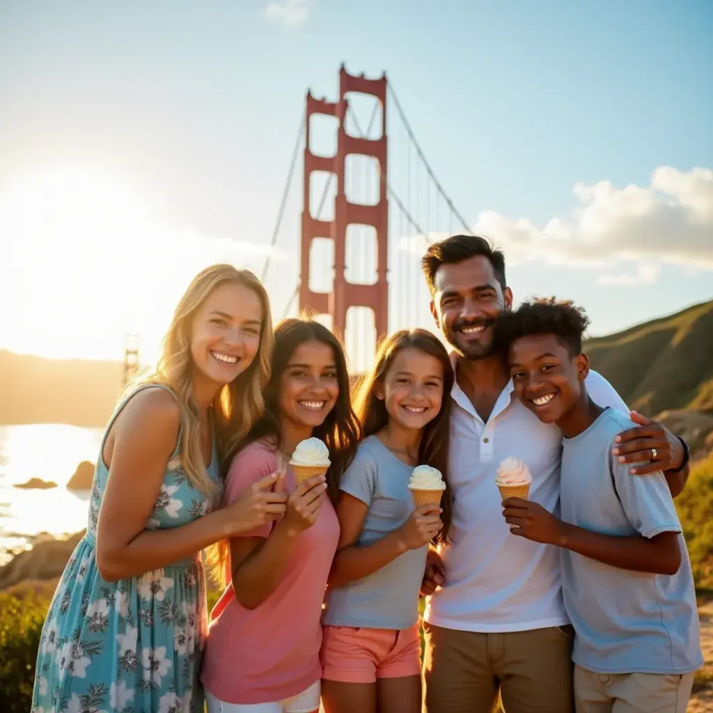 Вид на Золотые Ворота с высоты птичьего полета в солнечный день